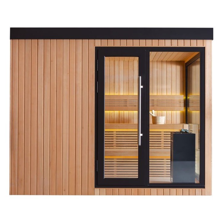 Zahradní sauna EAGO AWT Saunahaus THE CUBE X7-R za hemlock 300×635 bez